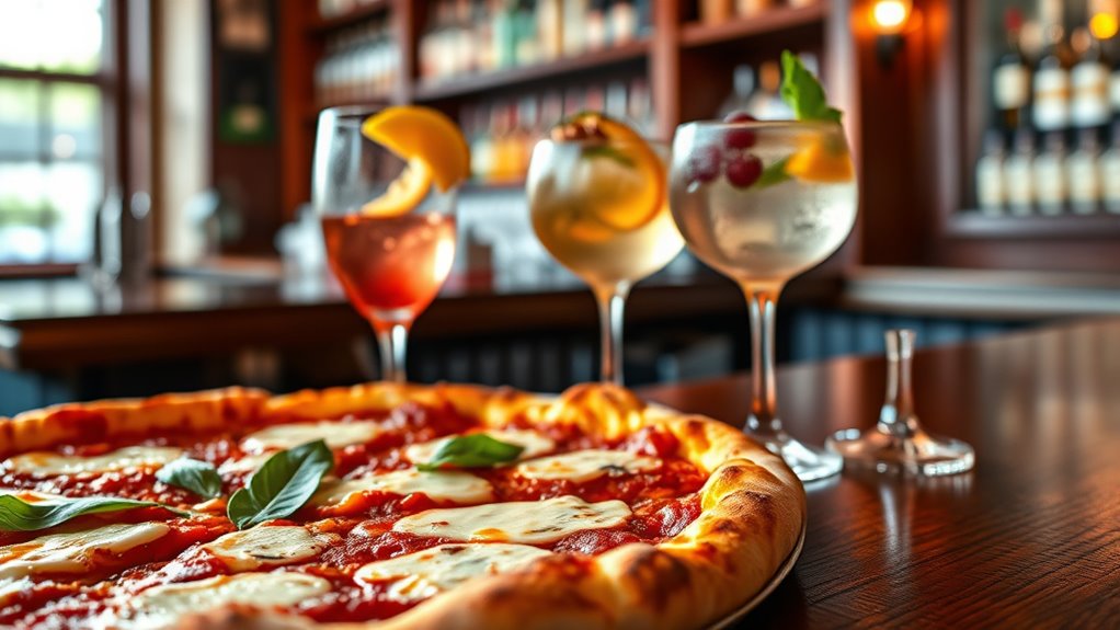 cocktails and thin crust pizza