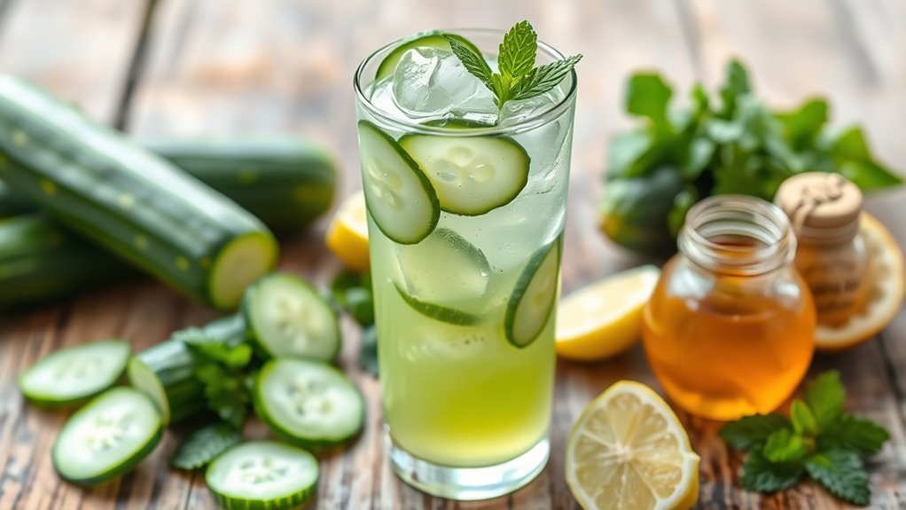 refreshing cucumber mint beverage